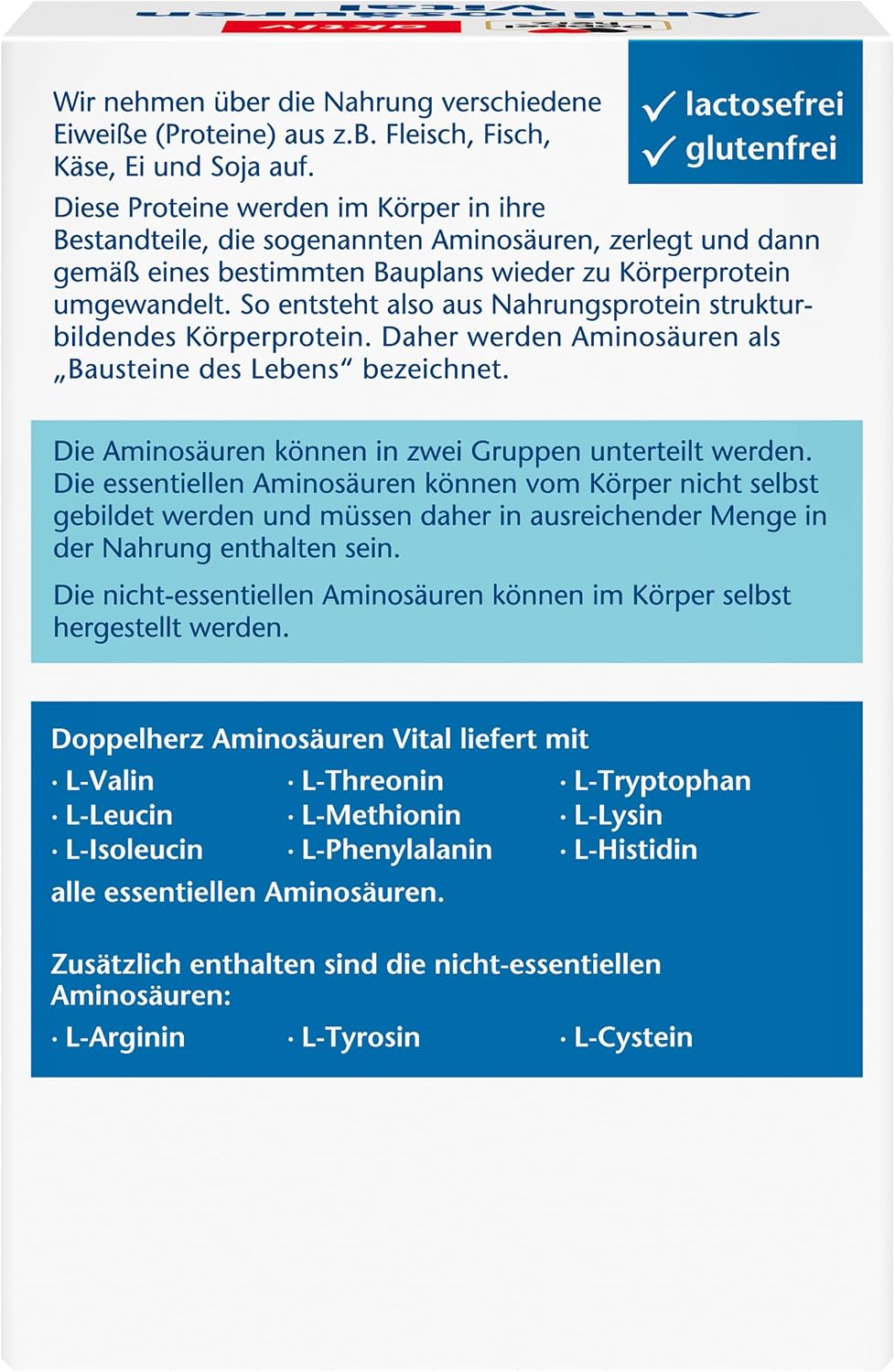 Detalle de Doppelherz Aminosäuren Vital – 12 Eiweiß-Bausteine mit allen 9 essentiellen Aminosäuren, 100 Kapseln