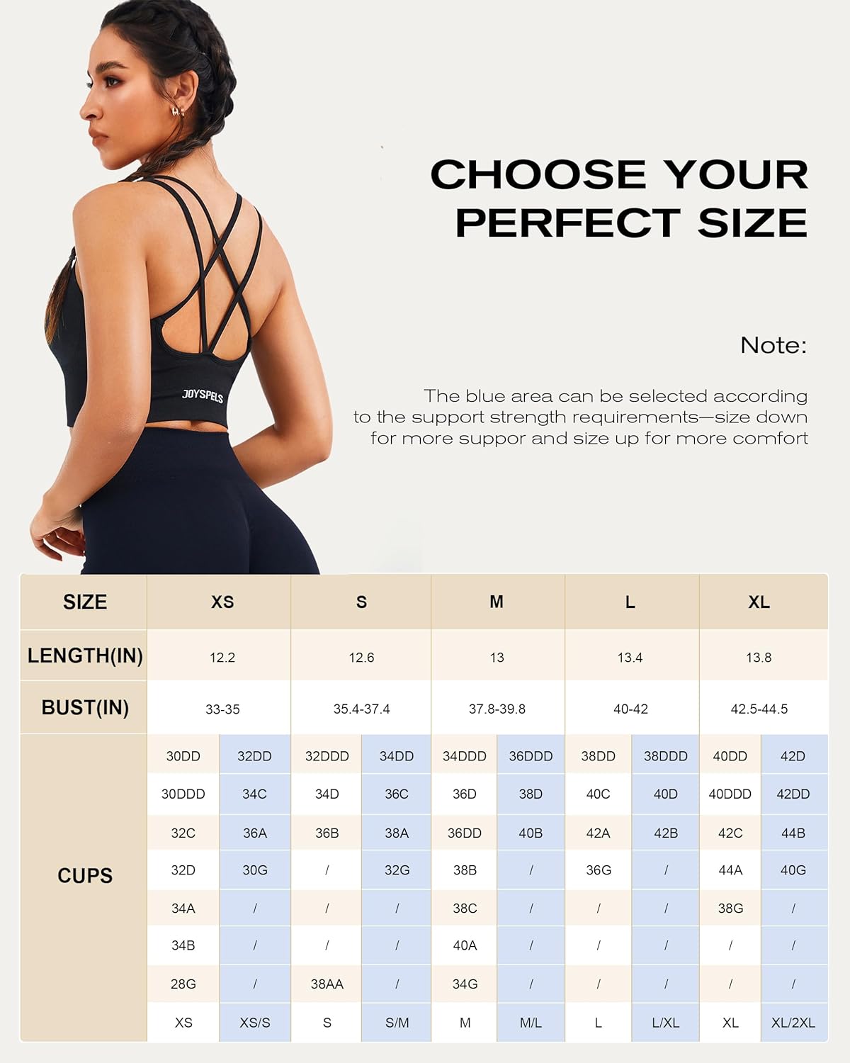 Thumbnail 5 de JOYSPELS Women's Seamless Longline Sports Bra with Removable Pads – Slim Straps, 4-Way Stretch