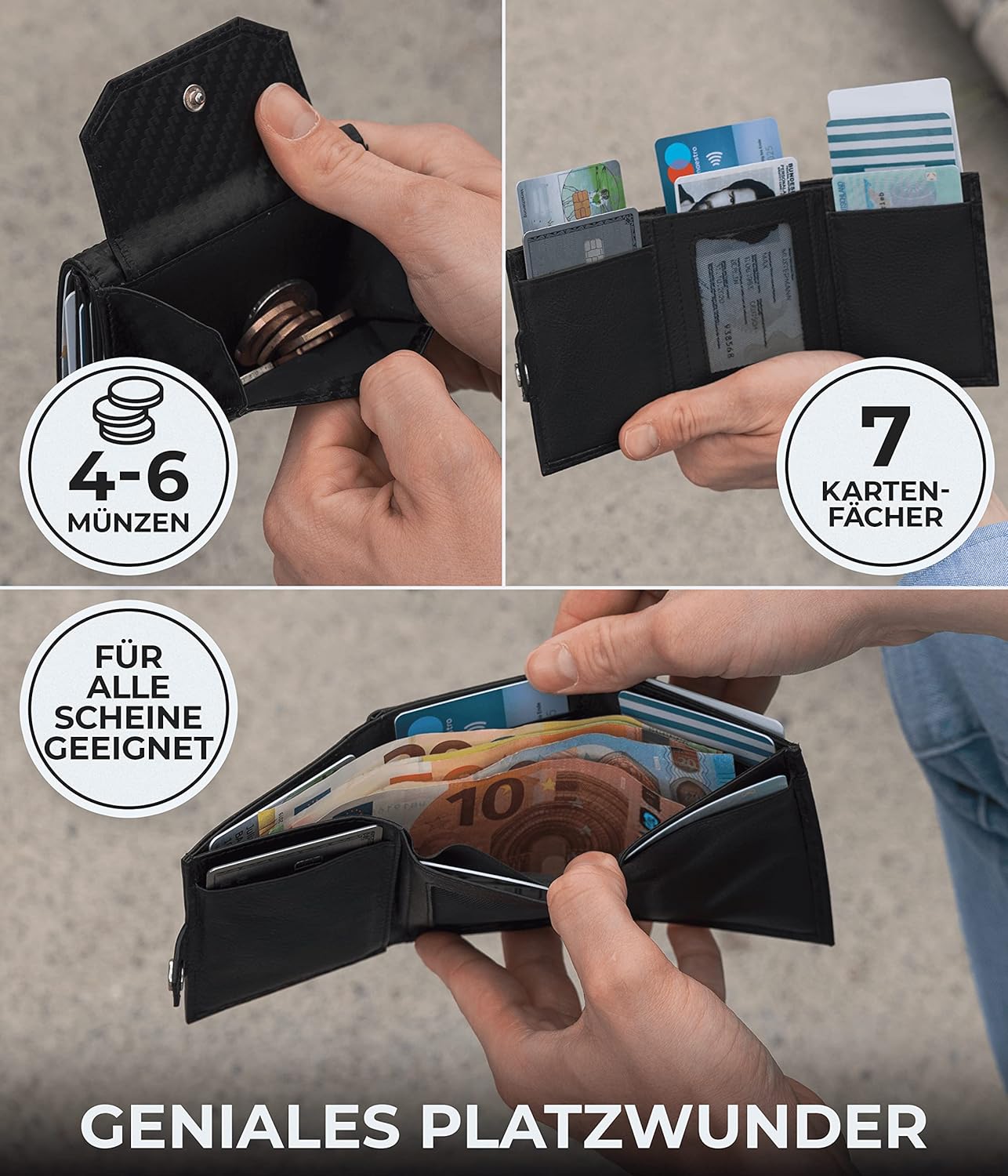 Thumbnail 1 de KORUTA Airtag Wallet 9,5 cm Carbon Schwarz