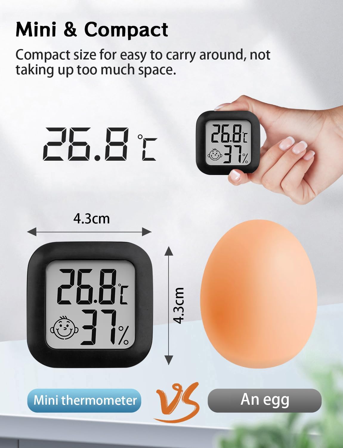 Thumbnail 4 de Houdian 2-teiliges Mini-Thermo-Hygrometer: Digitaler Temperatur- und Feuchtigkeitsmesser fürs Zuhause