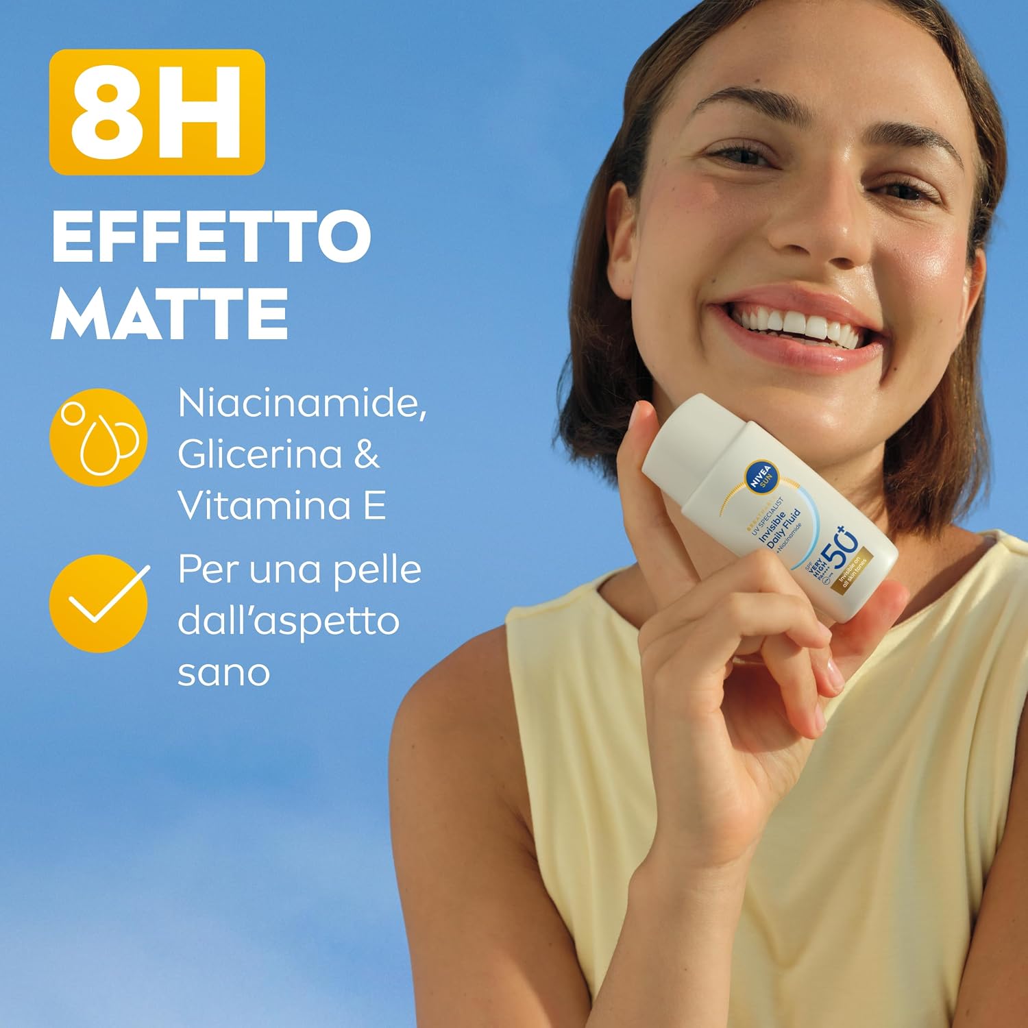 Detalle de NIVEA SUN Fluido Quotidiano Invisibile SPF 50+ 40 ml – Protezione quotidiana invisibile e opacizzante