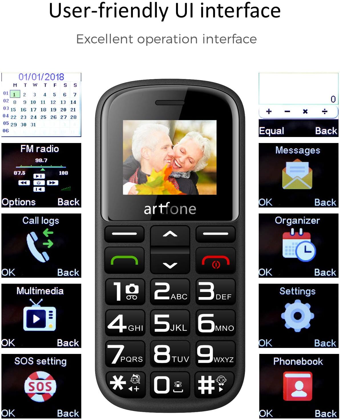 Detalle de artfone CS182 Seniorenhandy 1,8 Zoll