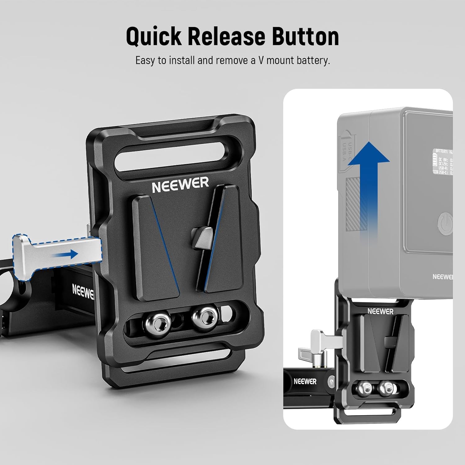 Thumbnail 3 de Neewer mini piastra batteria V Mount con morsetti LWS 15 mm, inclinabile 180° e pieghevole a forma di L