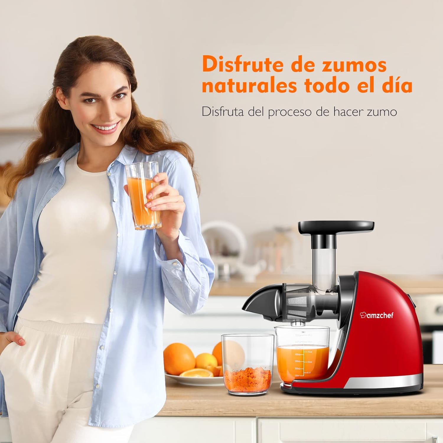 Thumbnail 1 de AMZCHEF Licuadora prensado en frío 🥤 Extractor de zumos y verduras