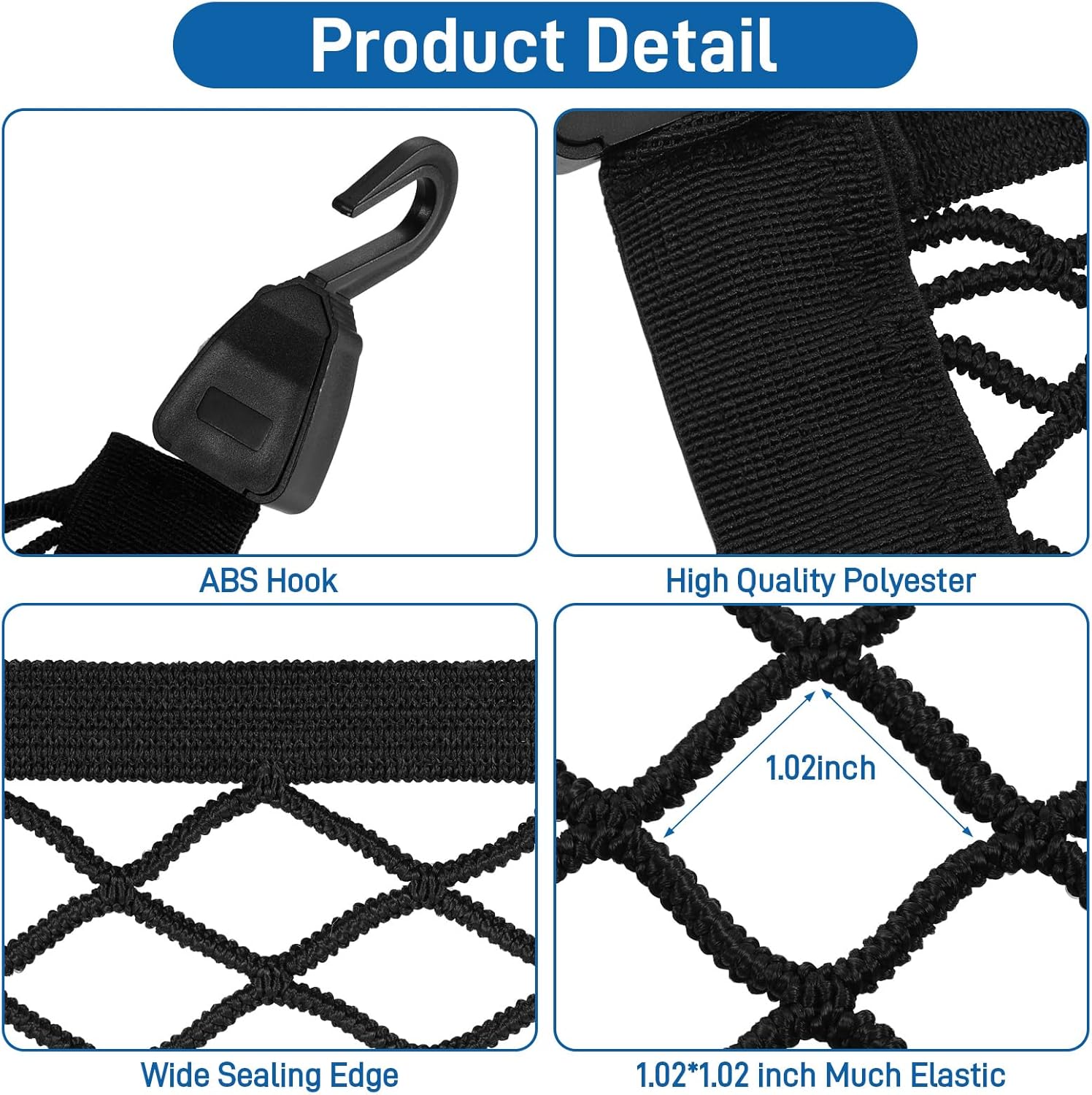 Thumbnail 2 de Yimomoyi Cargo Net 80x60cm – Elastic Nylon Baggage Net for Car Boot, Trunk, SUV, with 4 Hooks