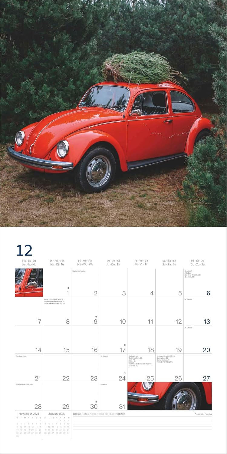 Thumbnail 6 de VW Käfer Kalender 2026 (arti) – Wandkalender 30 x 30 cm mit Kultauto-Fotografien