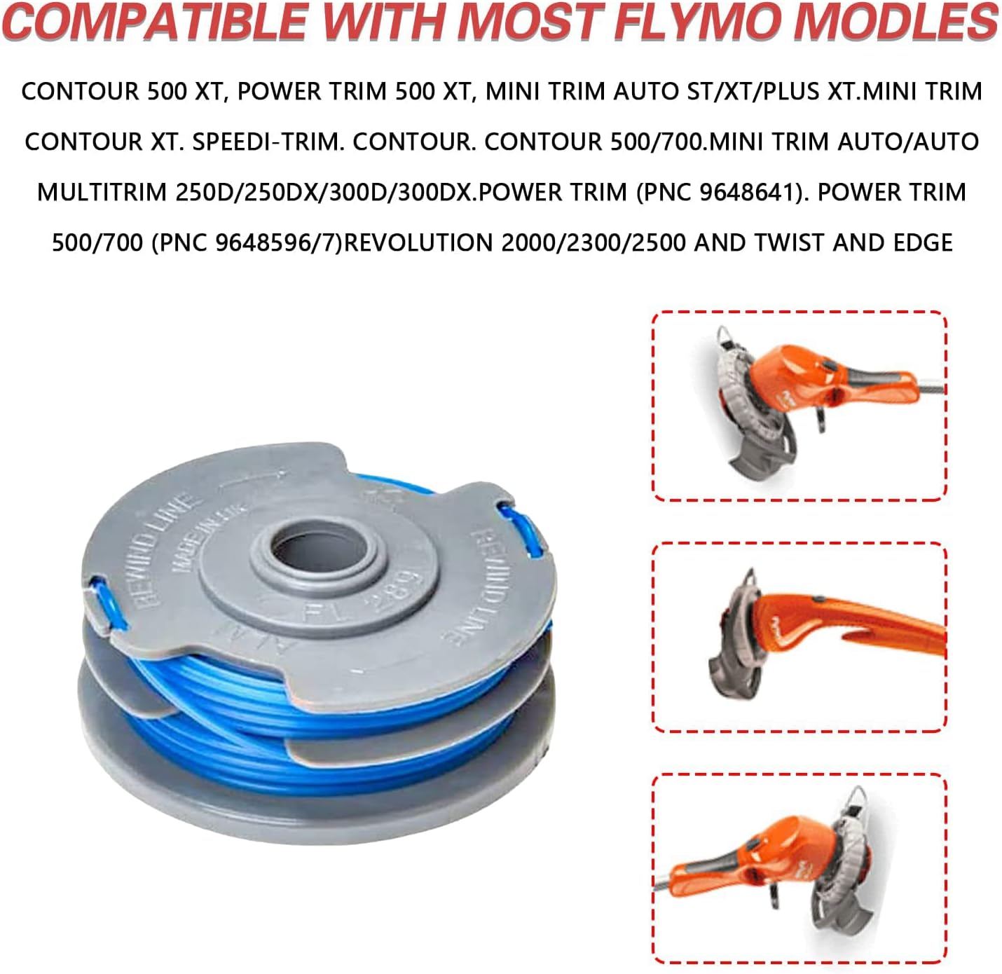 Detalle de MOECSHSY 1.6mm double autofeed strimmer spool line (Flymo-compatible) – 4 pack