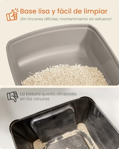 Detalle 2 de Feandrea Caja Arenero con Bordes Altos y Tamaño XL (abierta, con pala) PPT009LH01
