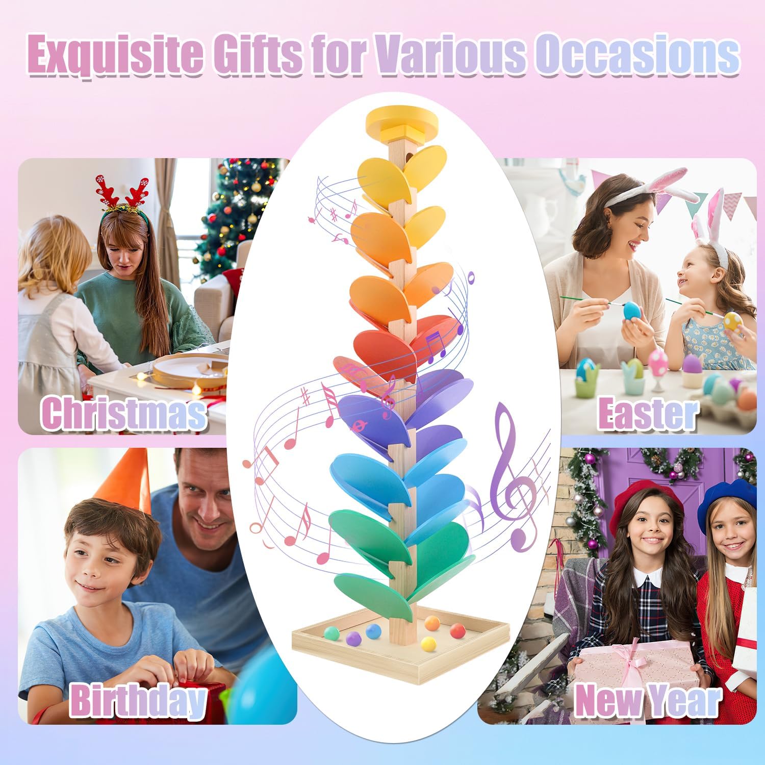 Thumbnail 6 de Wooden Marble Run Music Tree 49pcs