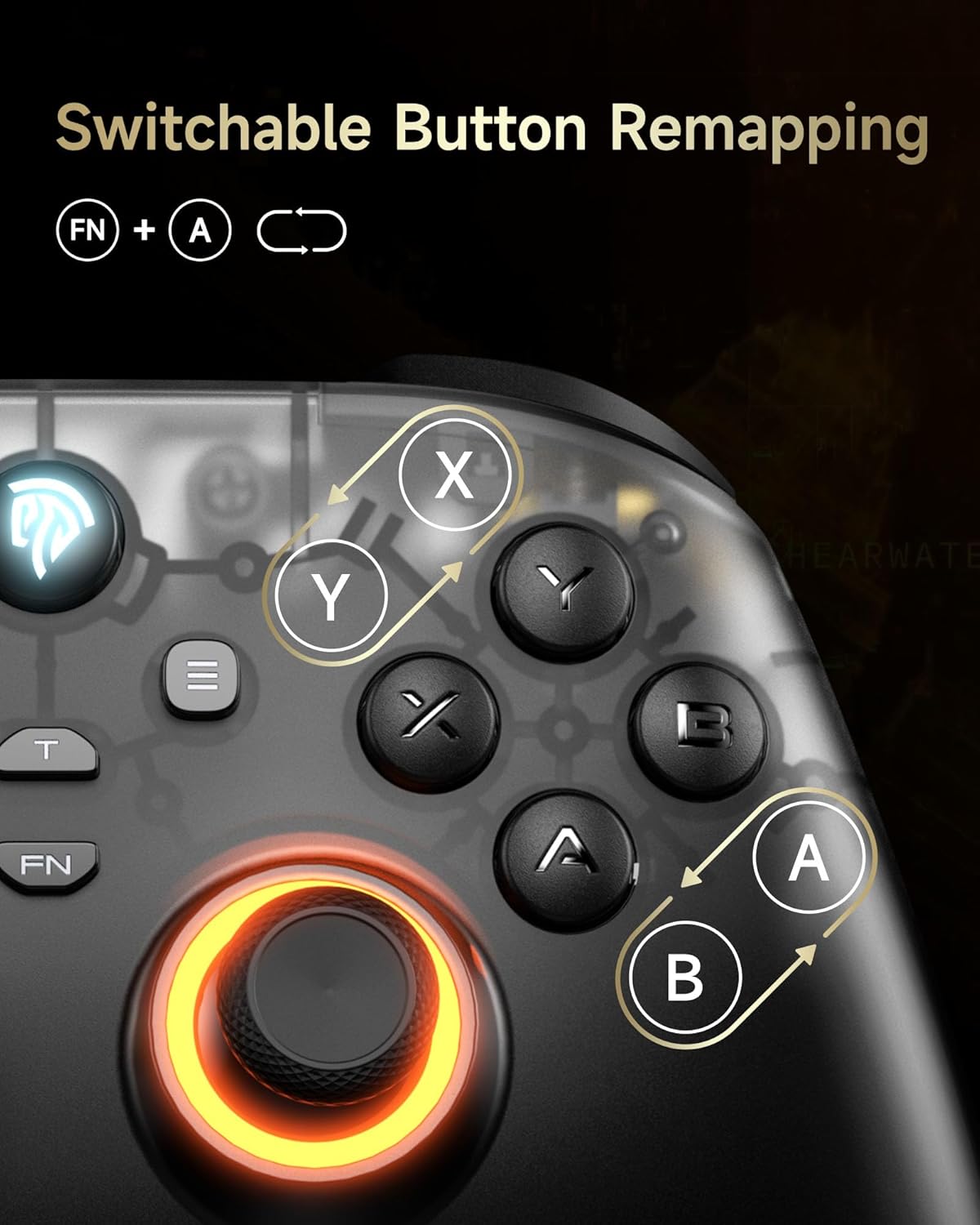 Detalle de EasySMX D05 Wireless Controller PC con Base di Ricarica – RGB, Hall e 1000 mAh