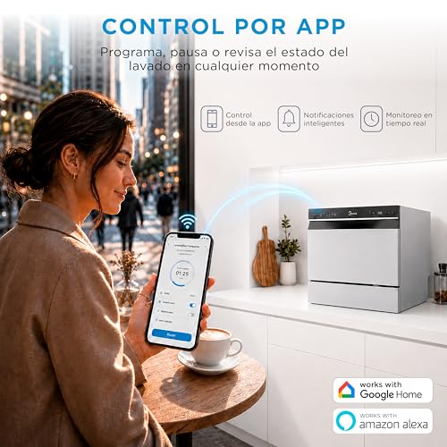 Detalle de Midea Lavavajillas Pequeño Blanco 55 cm | 6 servicios, portátil y sin instalación