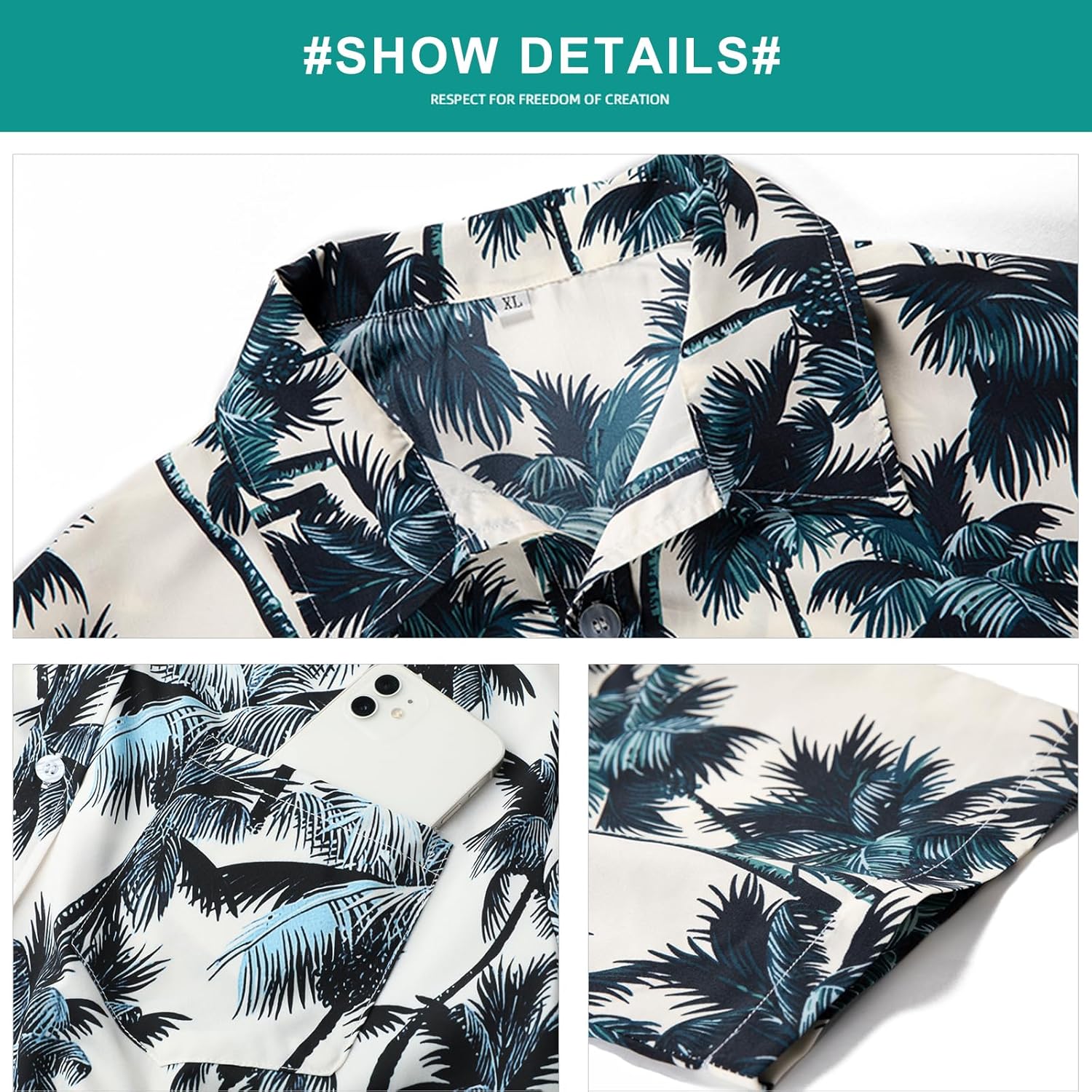 Thumbnail 4 de Danfiki Camisa Hawaiana Herren – Leichte Freizeithemden mit Kuba-Kragen