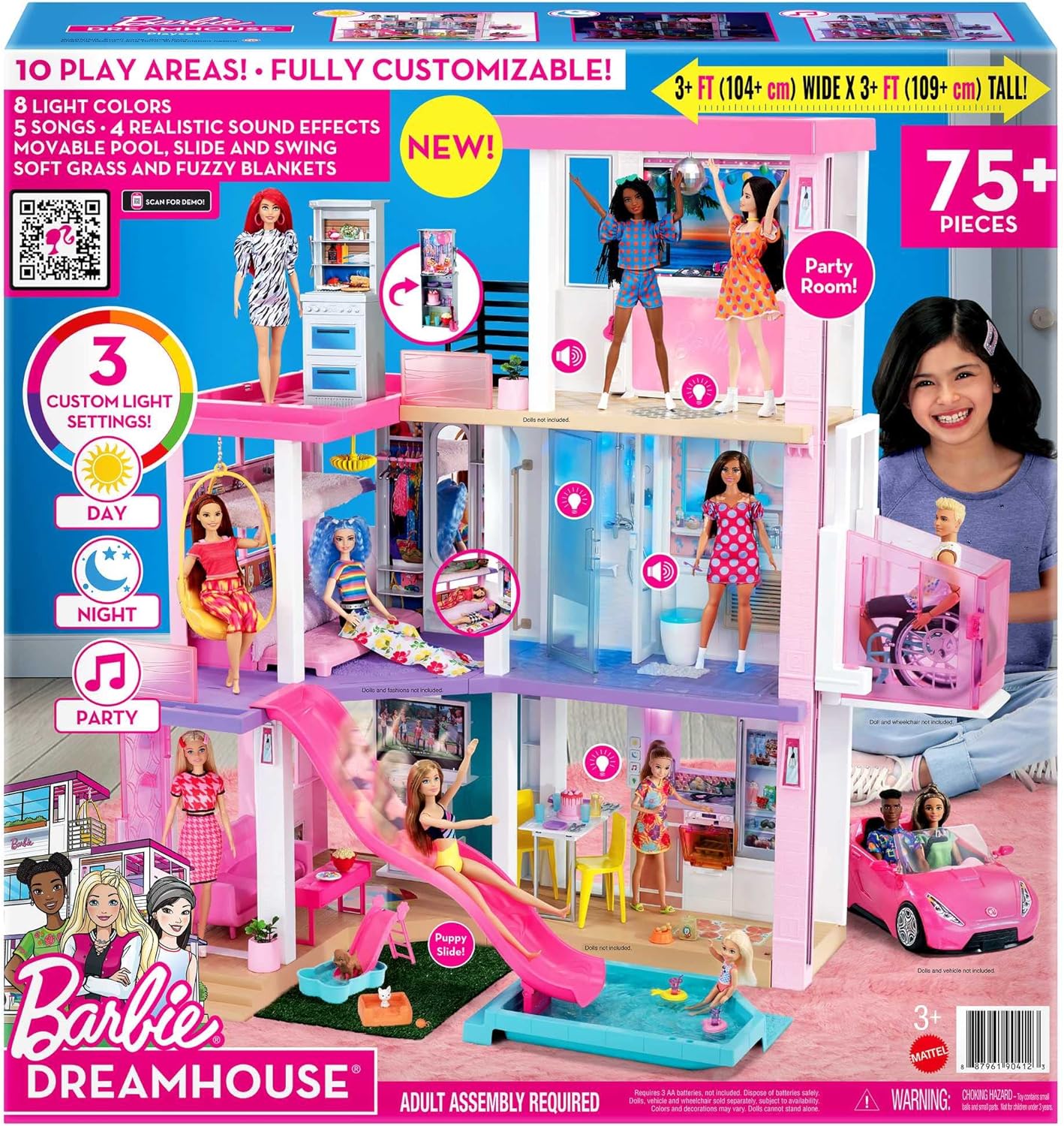 Detalle de Barbie Casa dei Sogni (GRG93) – Playset casa di Barbie 3 piani con piscina, scivolo e oltre 75 accessori