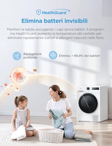 Detalle de Midea Asciugatrice a Pompa di Calore 8 kg Classe A++ – asciugatura rapida e cura delicate