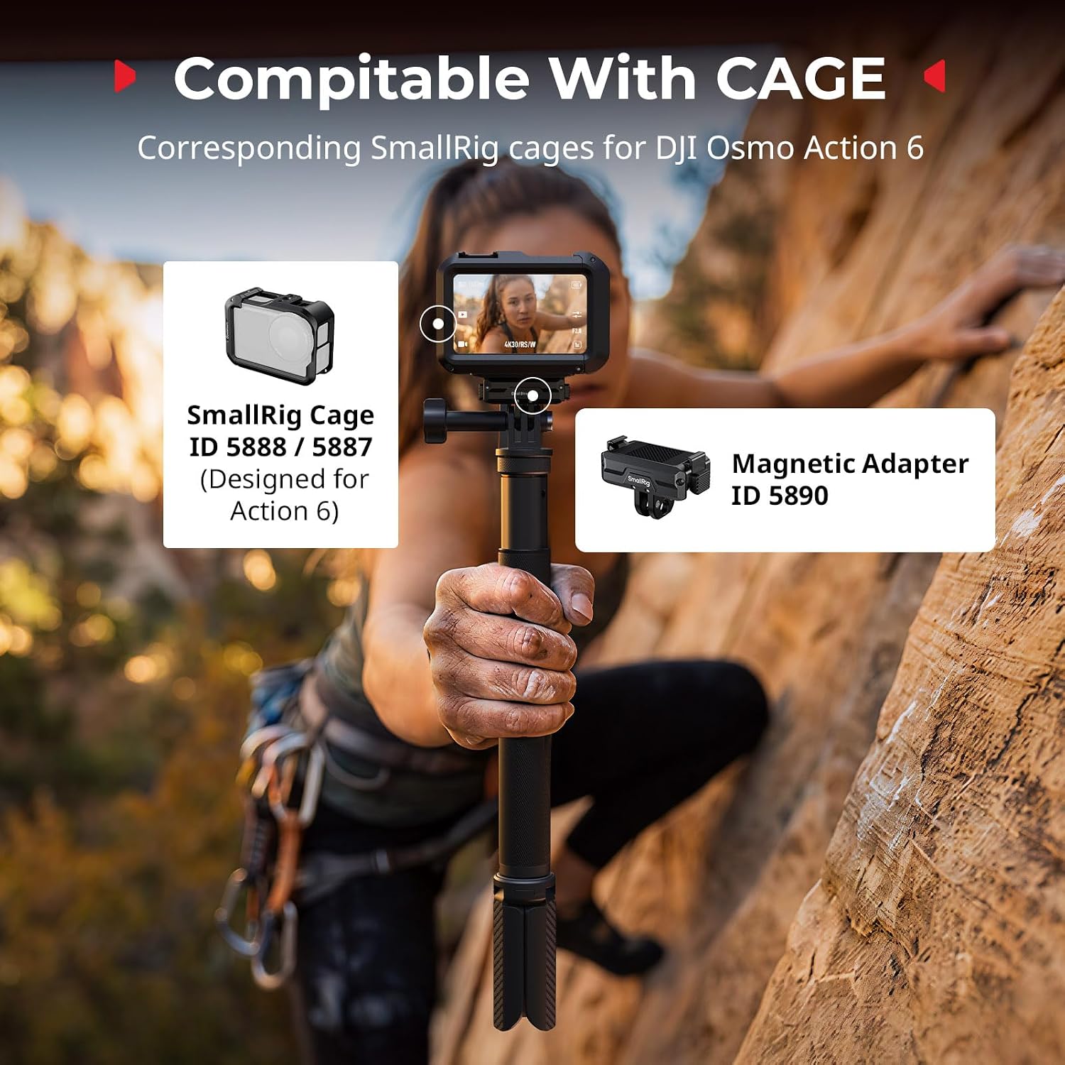 Thumbnail 6 de SmallRig 5890 magnetischer Dual-Mount Adapterhalter für DJI Osmo Action 6 / Osmo Nano