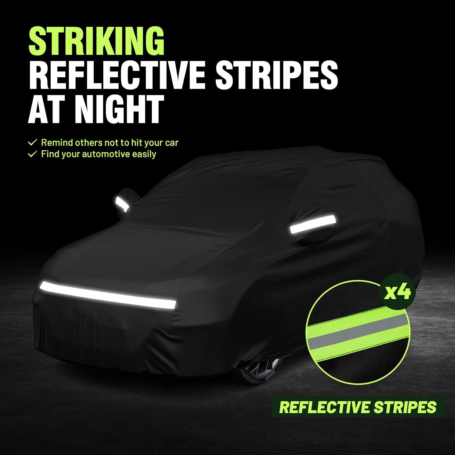 Thumbnail 3 de Favoto Copriauto Felpato Invernale Impermeabile per SUV Compatto – Protezione in PEVA e Cotone con Zip Laterale (460x180x170 cm) - Nero