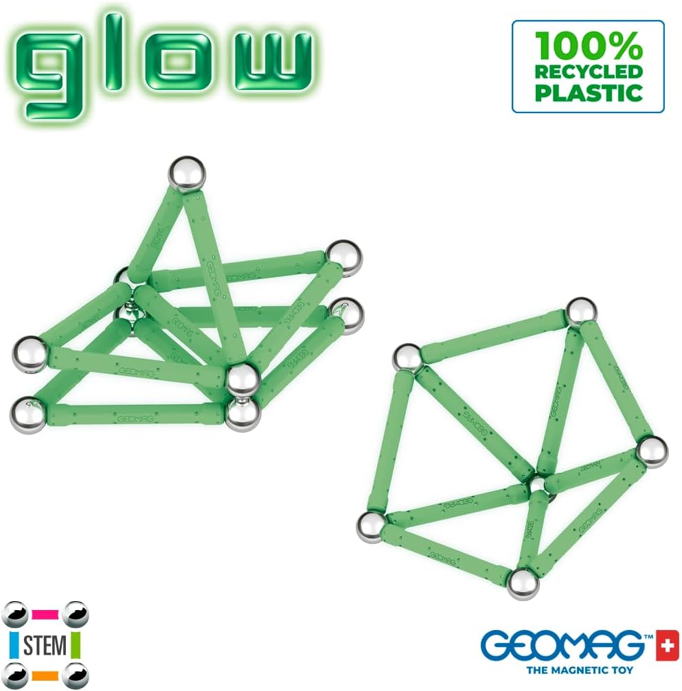 Detalle de Geomag Magnetic Constructions With Glow Effect, 25-Piece Glow Set