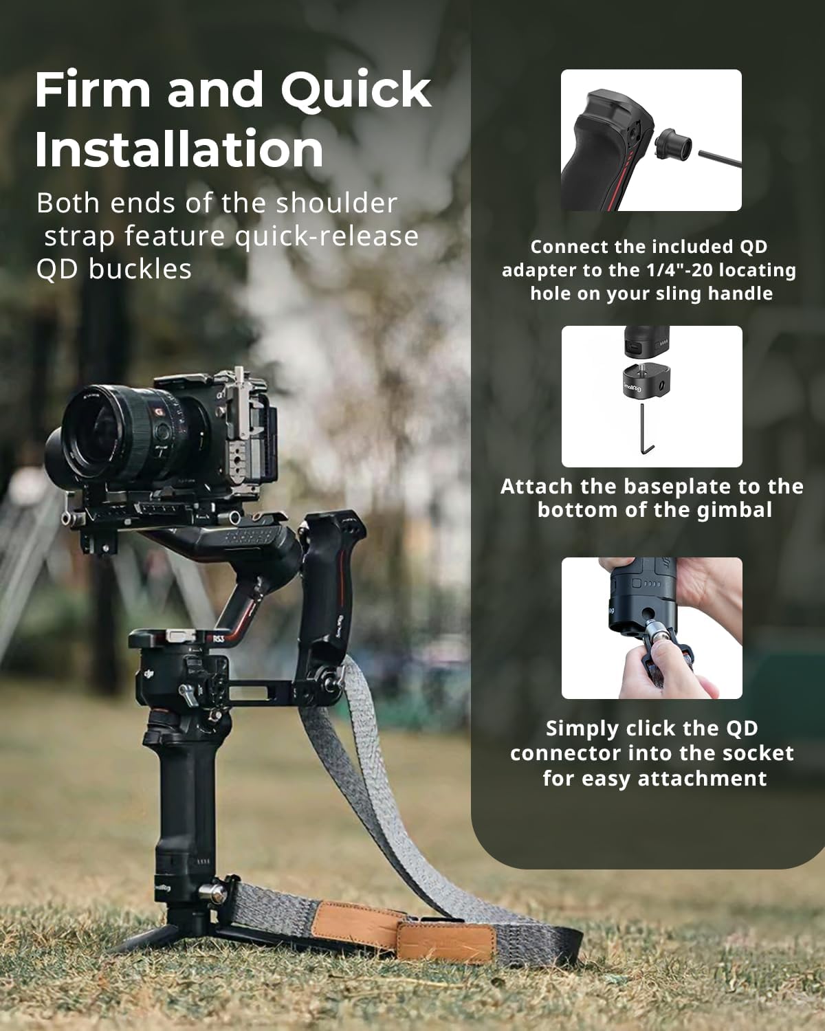 Detalle de SmallRig Sling Handle Kit with Weight-Reducing Shoulder Strap for DJI RS 4 Pro/RS 4/RS 3 Pro/RS 3/RS 2