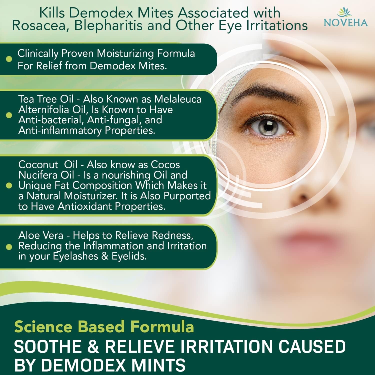Detalle 2 de NOVEHA Demodex Eyelid & Lash Wipes 60 count