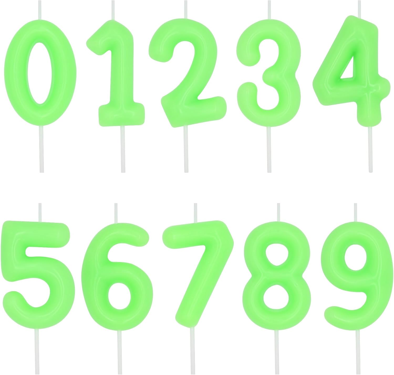 Detalle de DERVENTA Luminous Green Number Candle 6 | 2.36 inch smokeless wax cake topper for birthdays and anniversaries