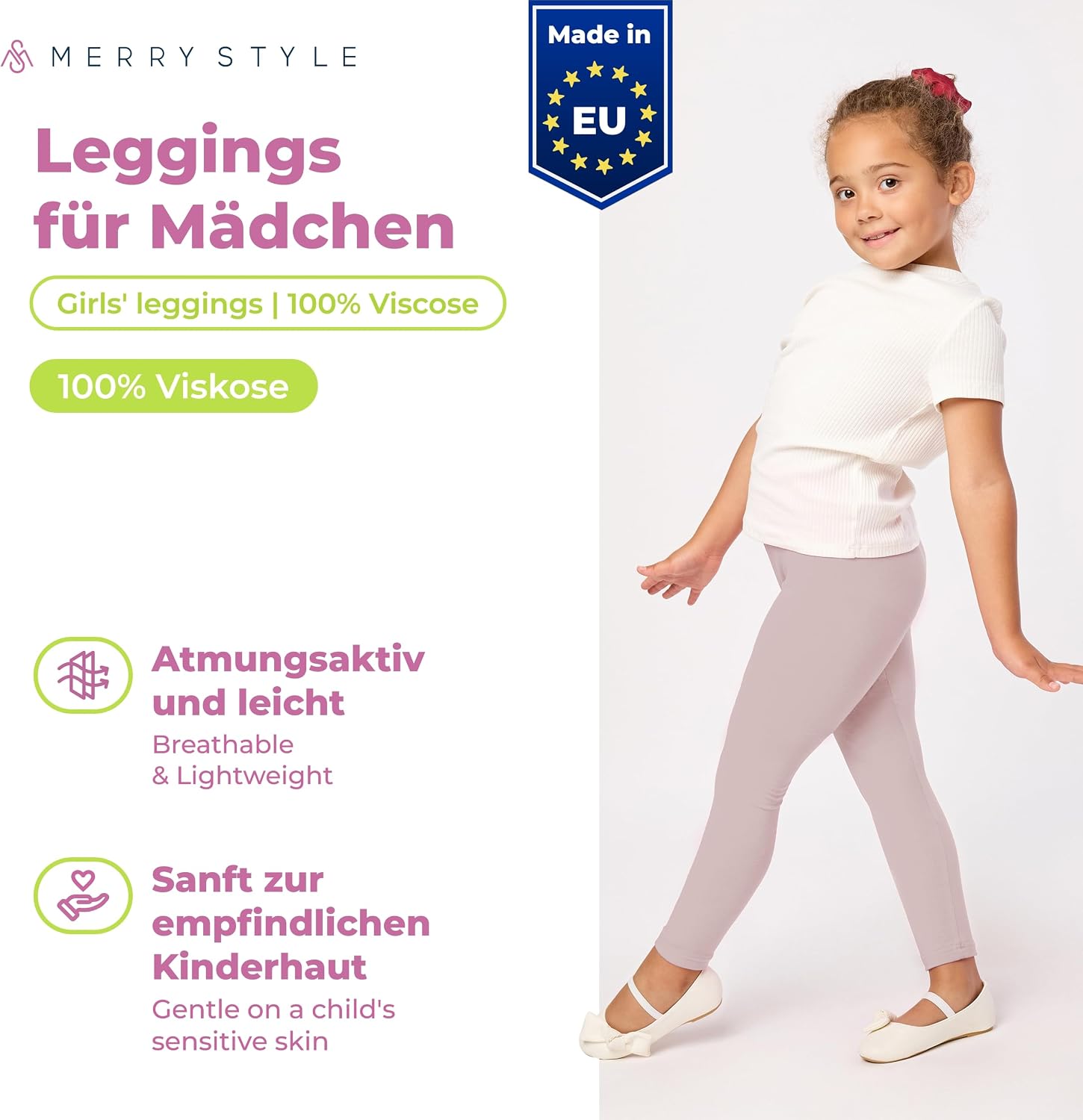 Detalle 2 de Merry Style MS10-130 lange meisjeslegging van viscose met elastische tailleband