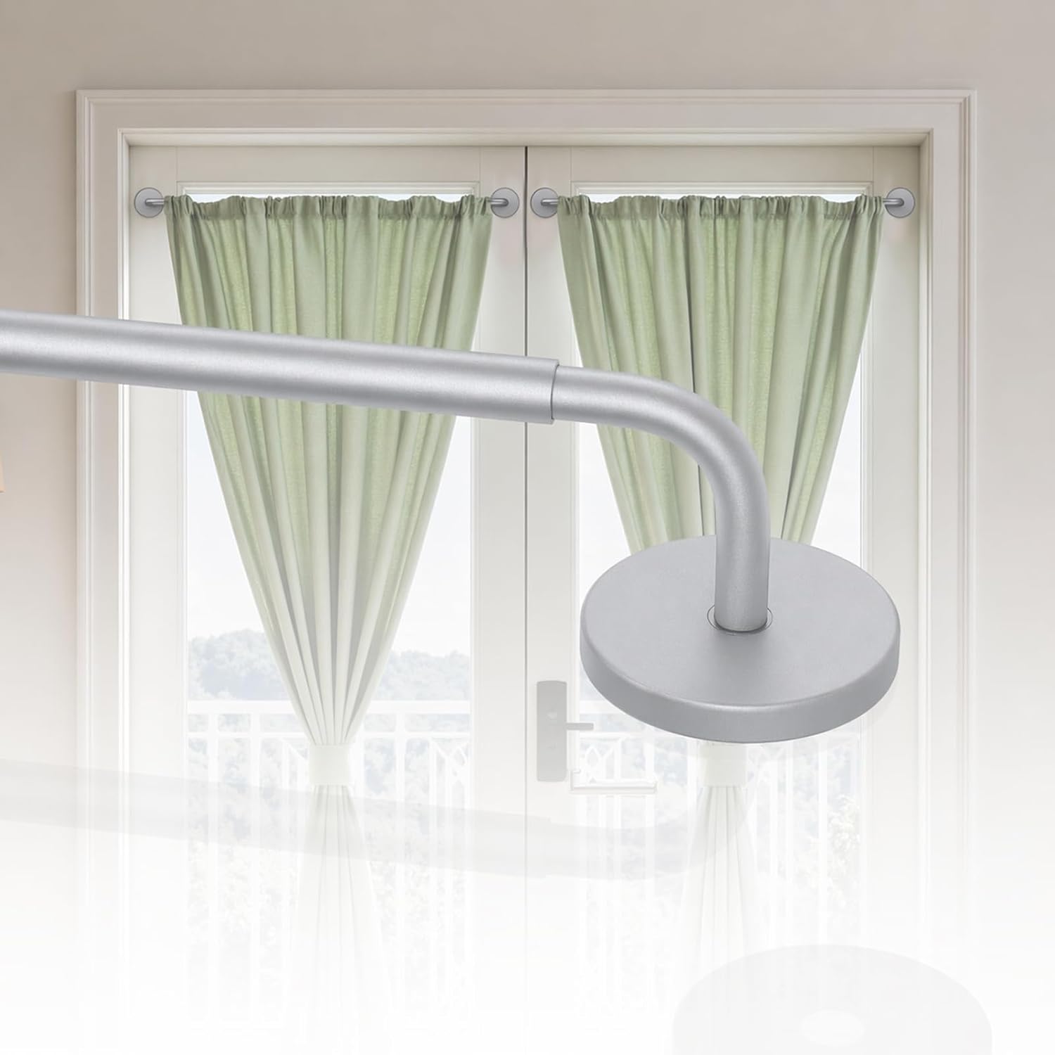 Detalle de Rodzwin CTG Magnetic Curtain Rod, Adjustable 16–30 Inch Nickel Pole