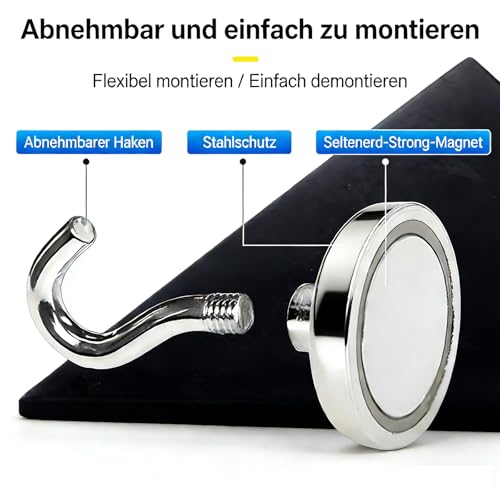 Detalle de SZAXCCOM 20 Stück Magnethaken Klein 20 mm – Extra Stark Neodym Haken für Kühlschrank, Schrank, Büro und Haushalt