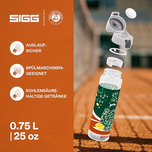 Detalle de SIGG Total Clear ONE Roland Garros Spielerflasche 0,75 L – aus recyceltem Tritan, auslaufsicher & spülmaschinenfest