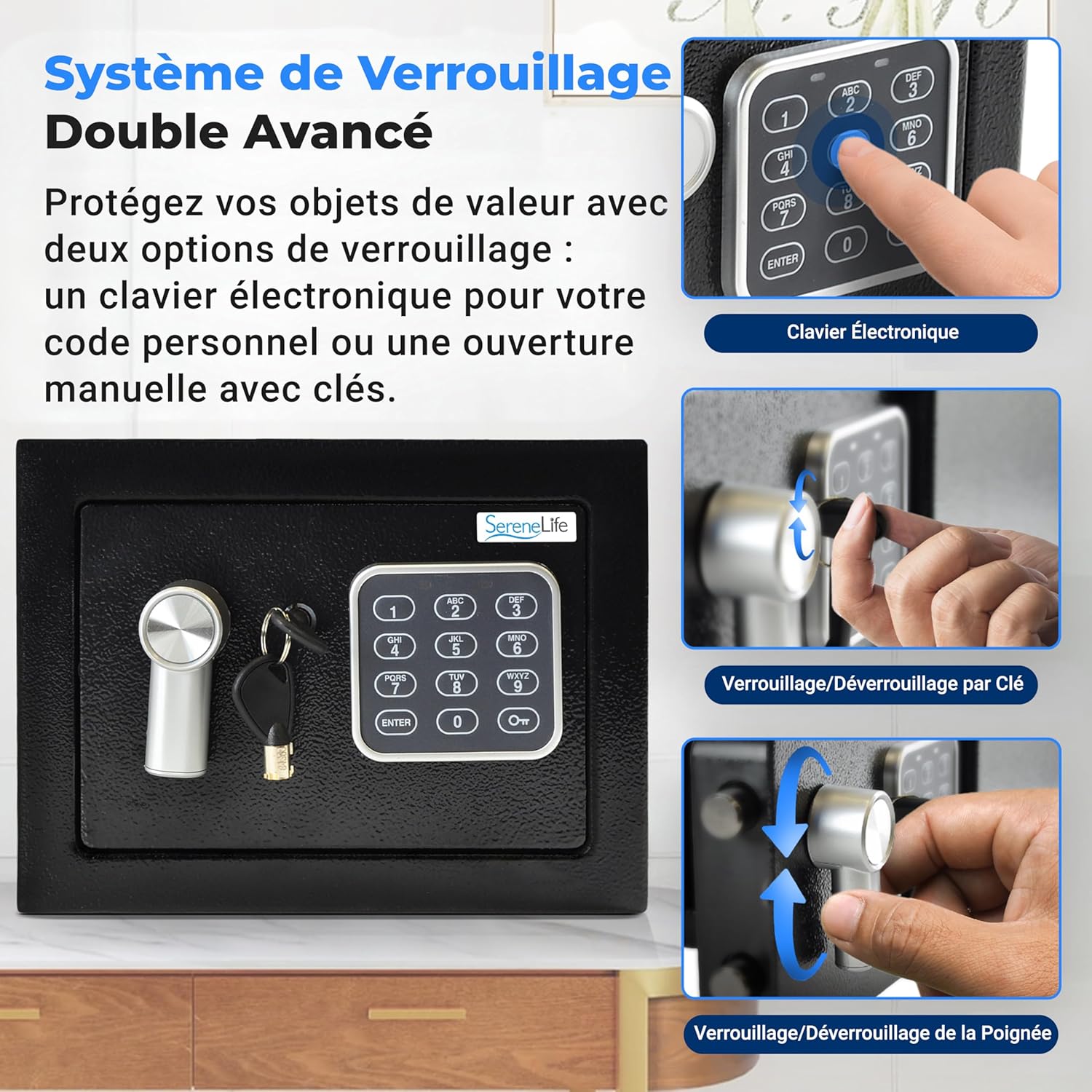 Thumbnail 1 de SereneLife Coffre-Fort Numérique 23x17x17 cm 🔒