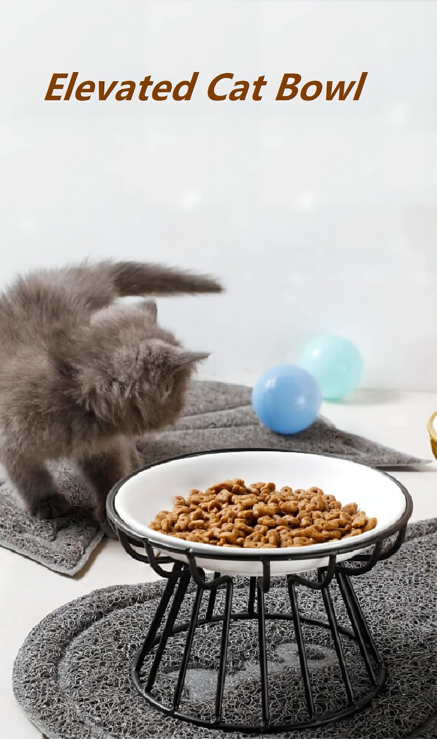 Detalle de e-YiHESZ elevated cat food bowl set 12oz