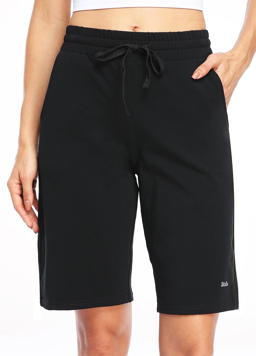 Detalle 2 de WILLIT Damen Shorts Bermuda aus Baumwolle – 10" Innennaht, Taschen, sportlich-lounges Fit