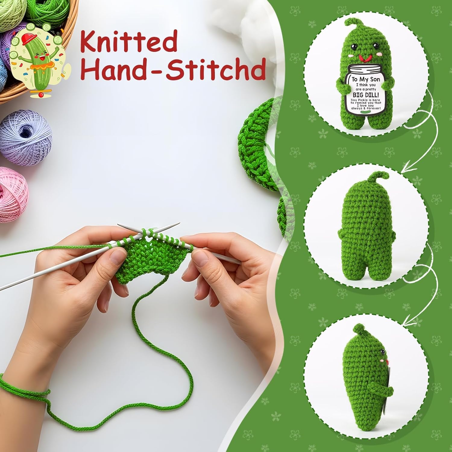 Thumbnail 2 de ALUNME Funny Crochet Pickle Gift for Son