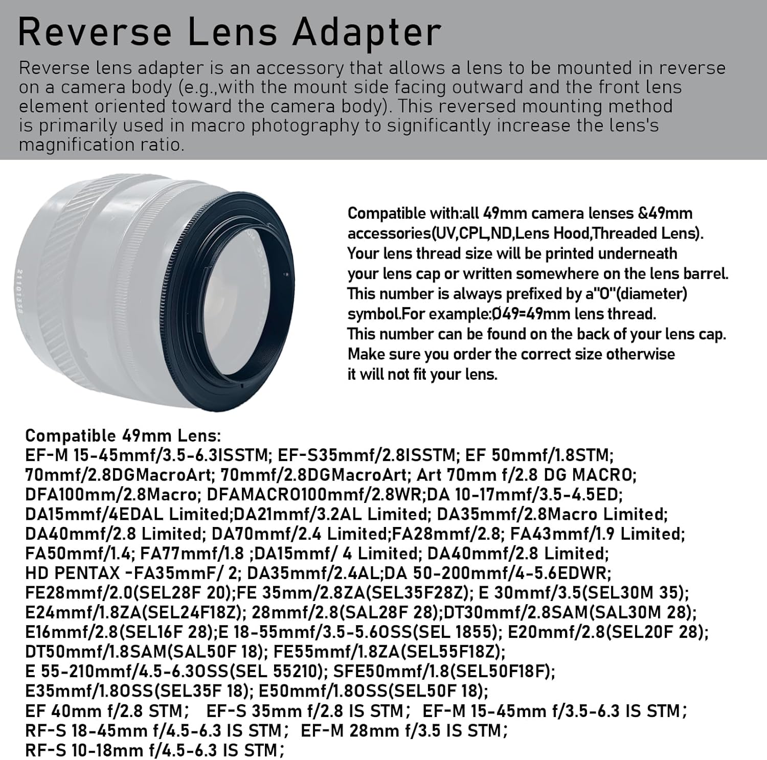 Thumbnail 3 de 49mm-EOS Reverse Mount Ring for Canon EOS