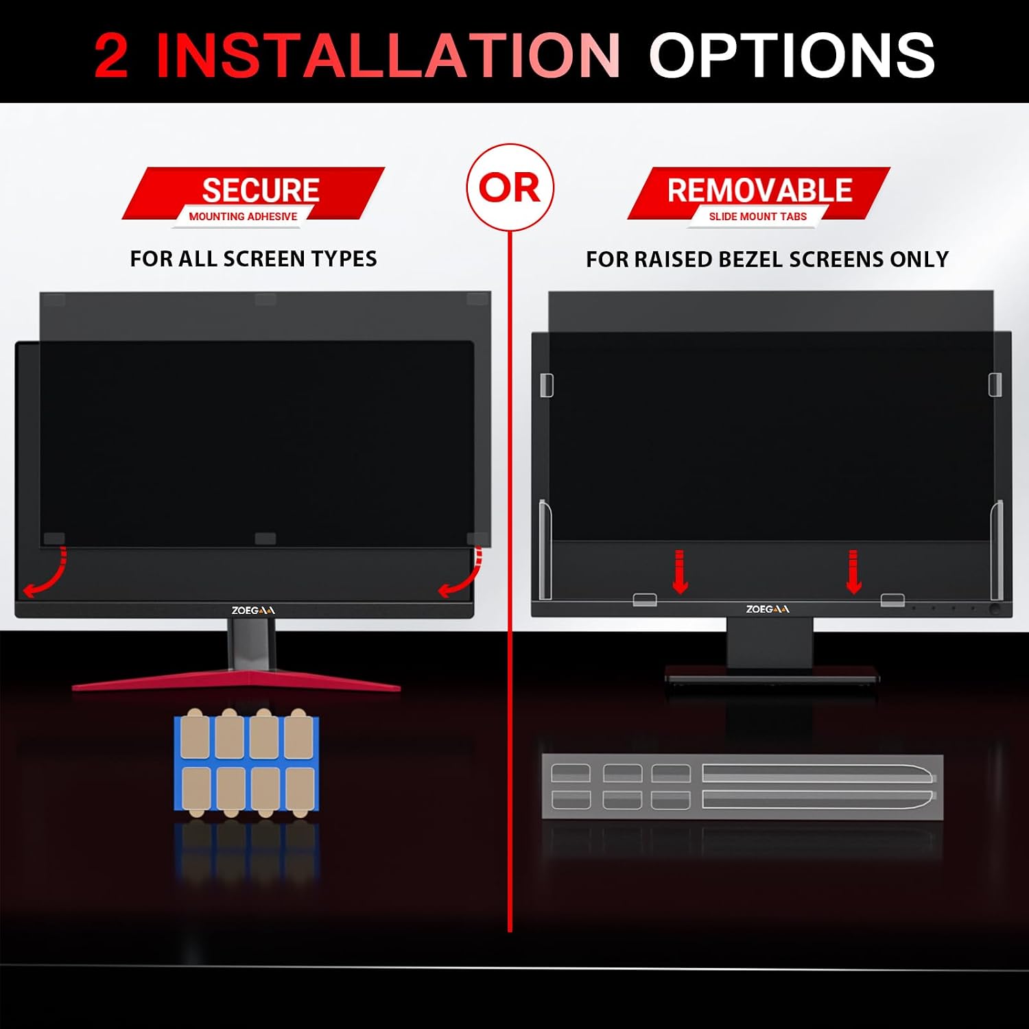 Detalle de ZOEGAA 2-Pack 27-Inch Privacy Screen – 16:9, Removable & Anti-Blue Light