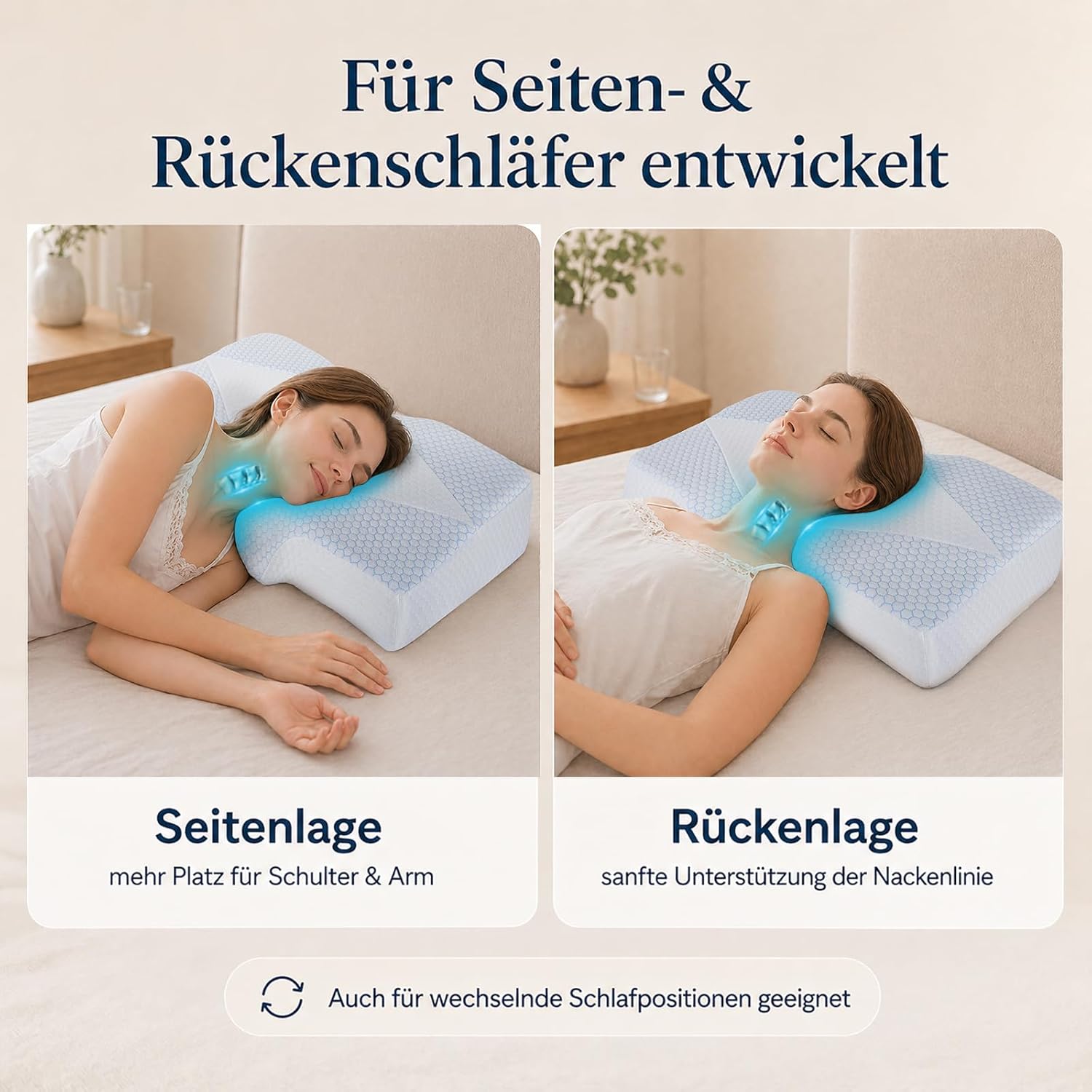 Detalle 2 de Hypuno Orthopädisches Memory Foam Kopfkissen 2 Höhen