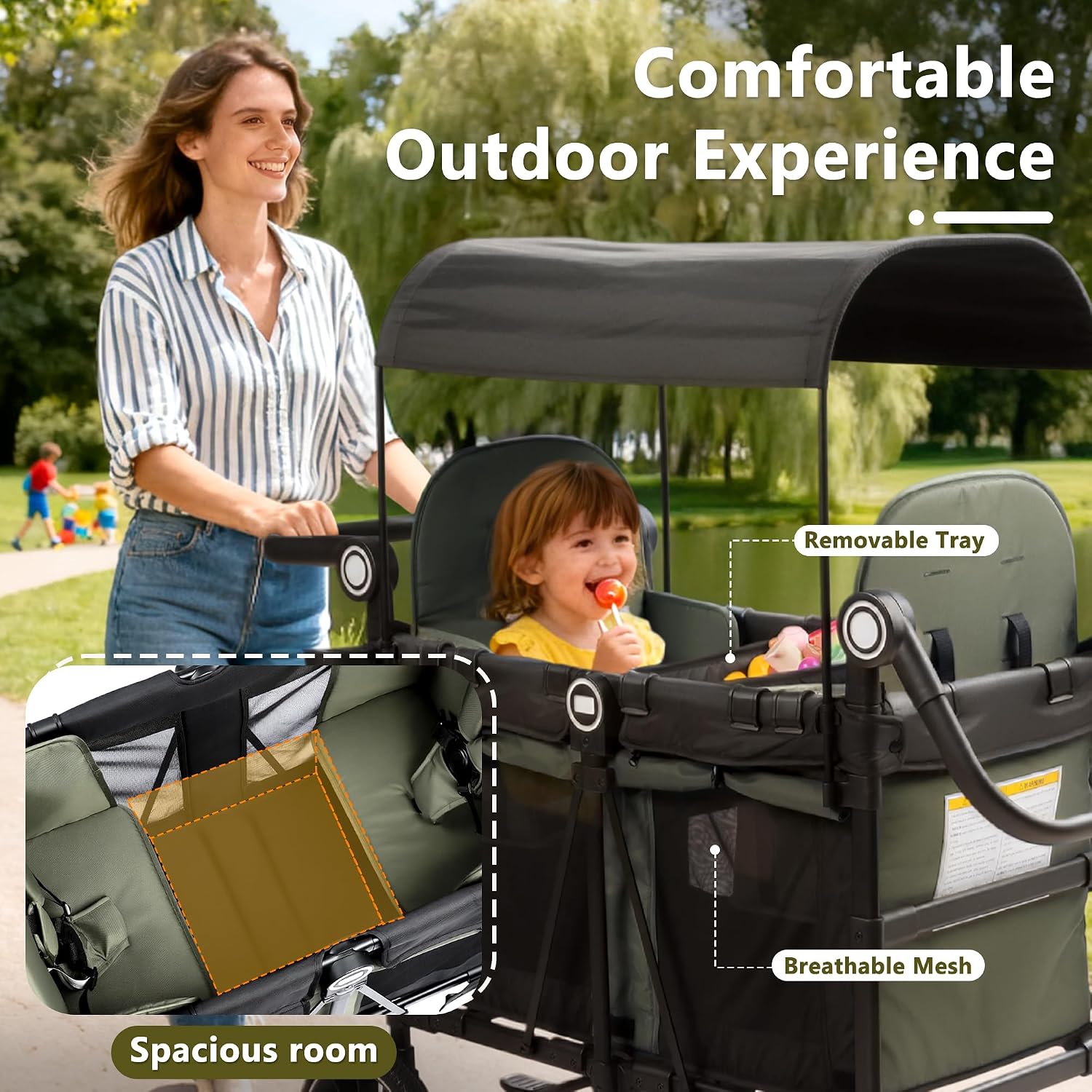 Detalle de Kinder King Stroller Wagon for 2 Kids