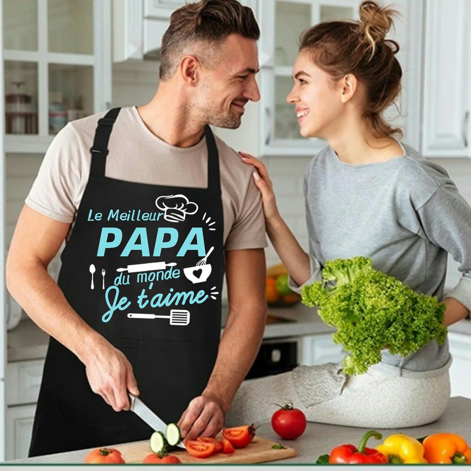 Thumbnail 6 de Jbniuay Cadeau fête des mères – Tablier cuisine à trois poches, réglable et élégant