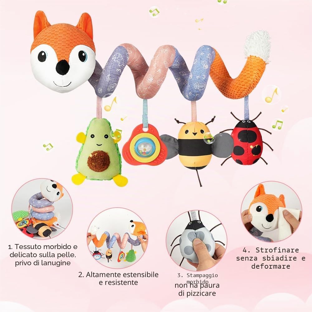Thumbnail 3 de Vicloon Giocattolo a Spirale per Passeggino Neonato – Peluche a spirale, volpe arancione
