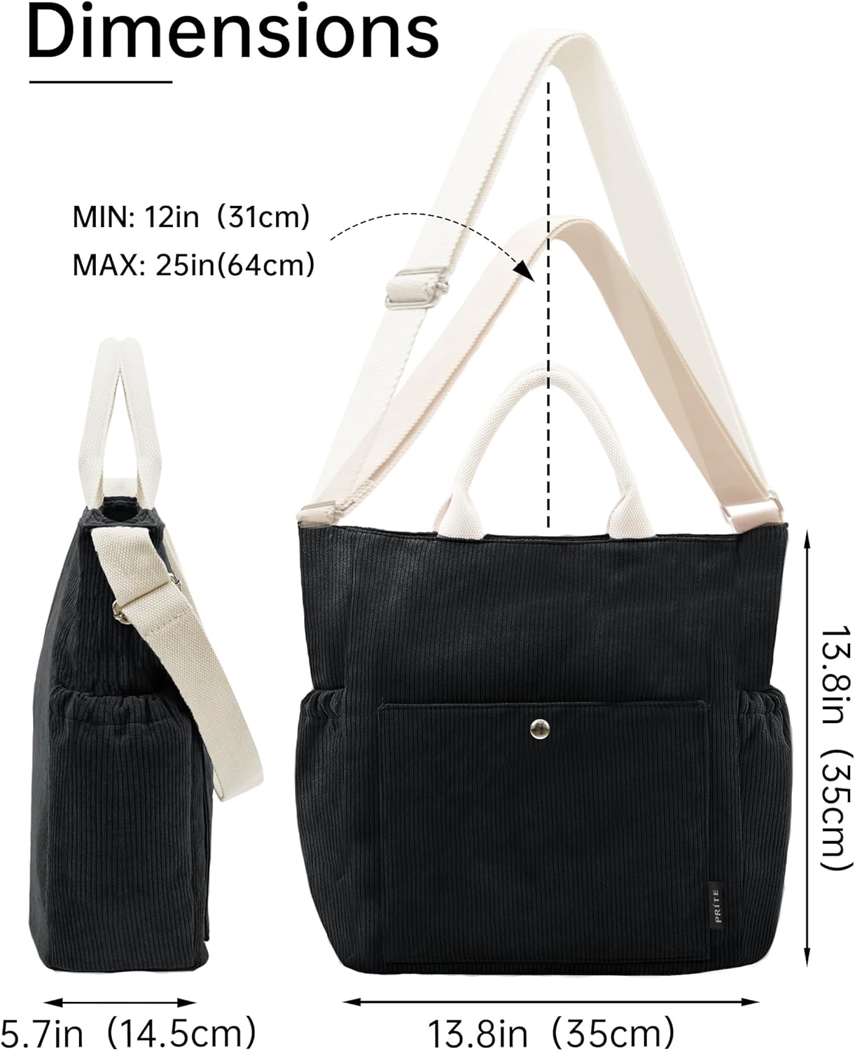 Thumbnail 3 de Prite Corduroy Tote Bag for Women with Zipper