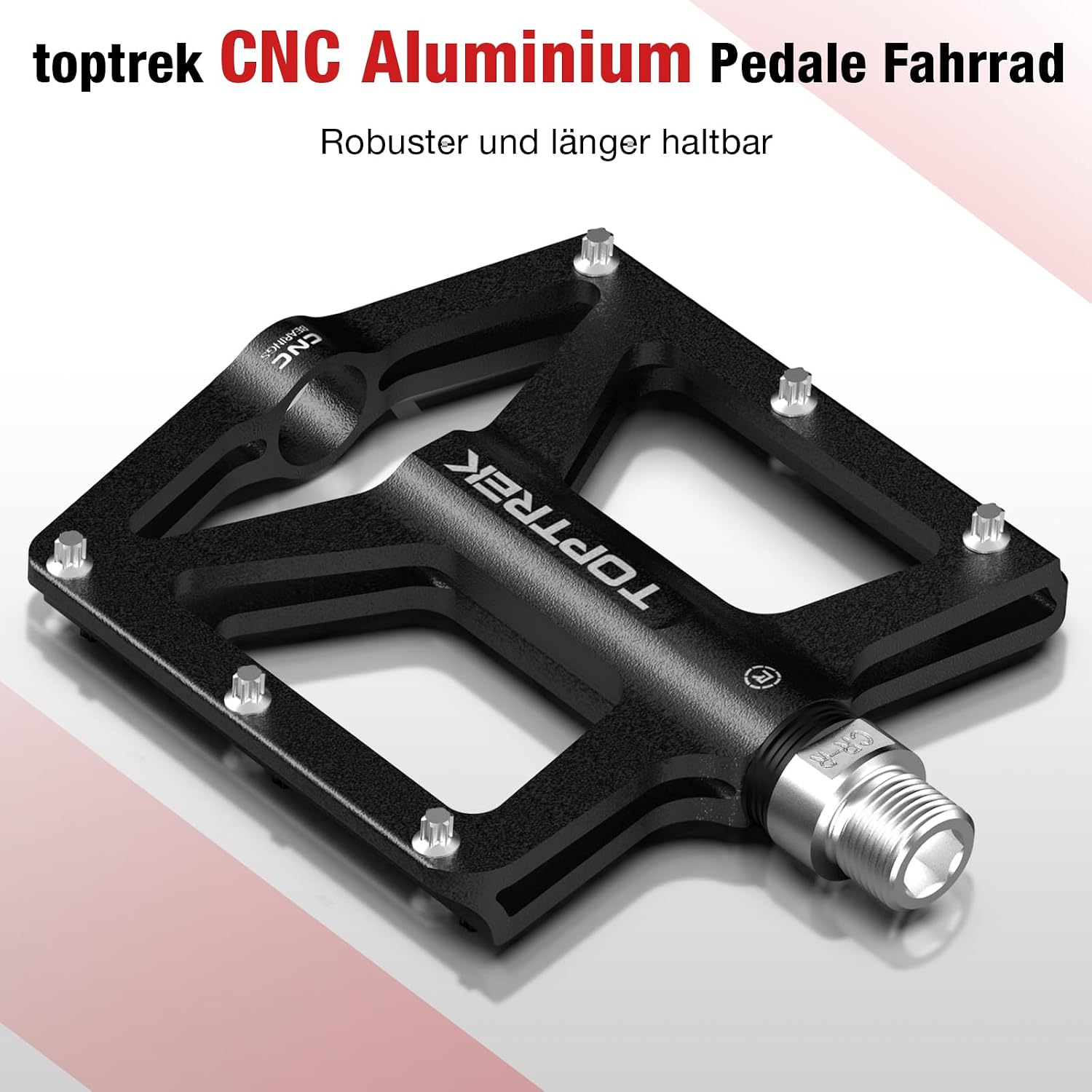 Detalle de toptrek CNC-Aluminium Fahrradpedale (MTB/9/16 Zoll) mit 3 abgedichteten Lagern und rutschfesten Pins