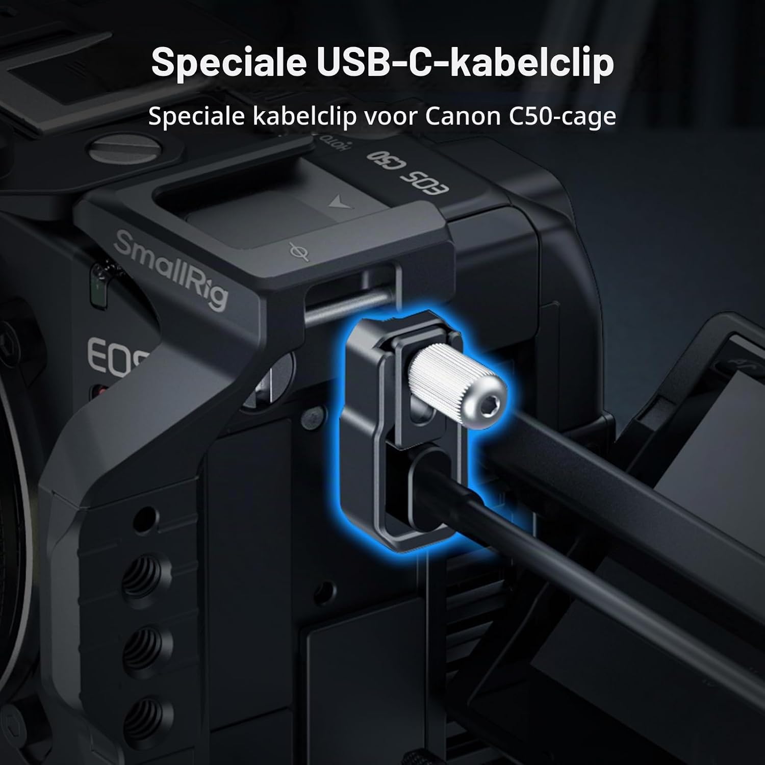 Detalle de SMALLRIG 5660 USB-C-kabelklem voor Canon C50-cagekits met snelsluiting