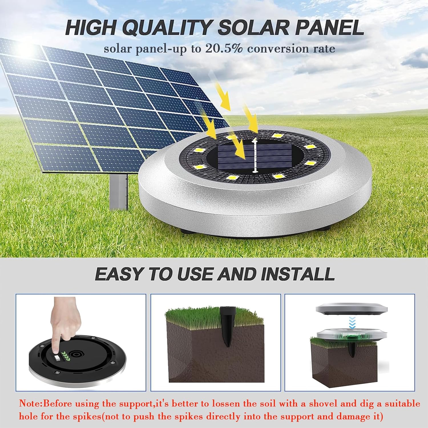Detalle de Solar ground lights 8 pack for gardens