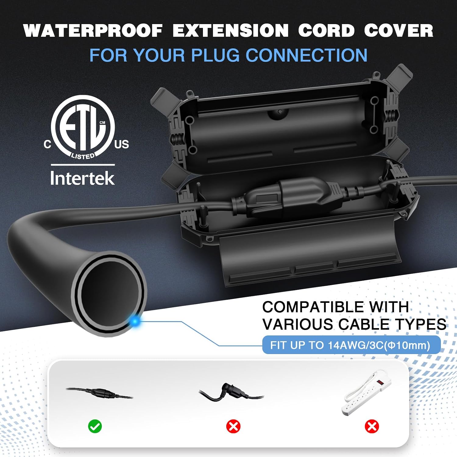 Detalle 2 de Flemoon 3-pack Outdoor Extension Cord Safety Cover 🔌
