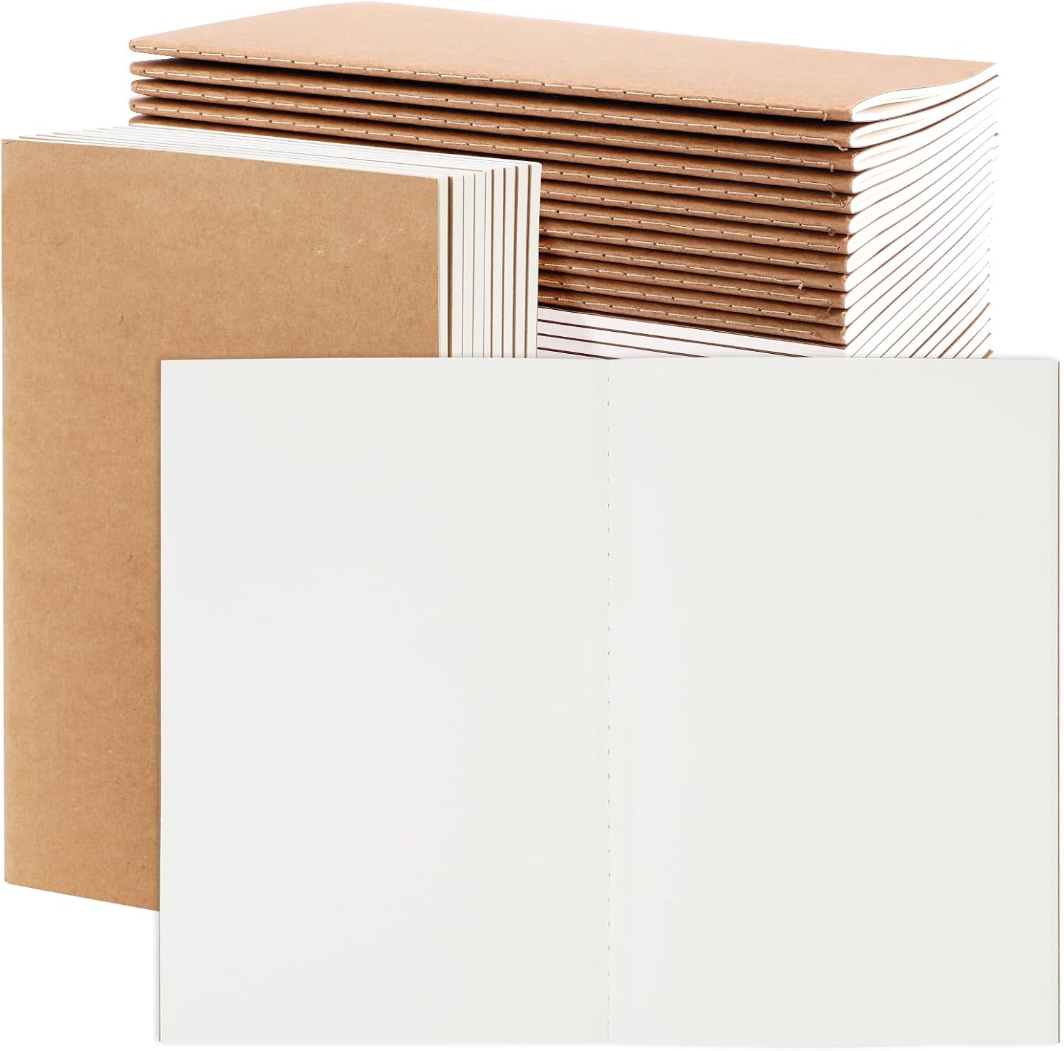 Detalle de EOOUT 24-Pack A5 Kraft Notebooks, Blank 60-Page Journals for Writing and Sketching