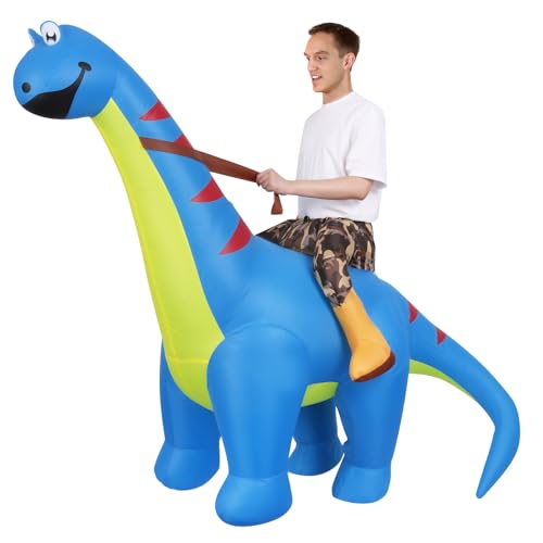 Detalle de AOOWU Aufblasbare Dino Kostüm Erwachsene – Costume Dinosaure Gonfiabile Blu, un tocco divertente per Carnevale, Halloween e feste