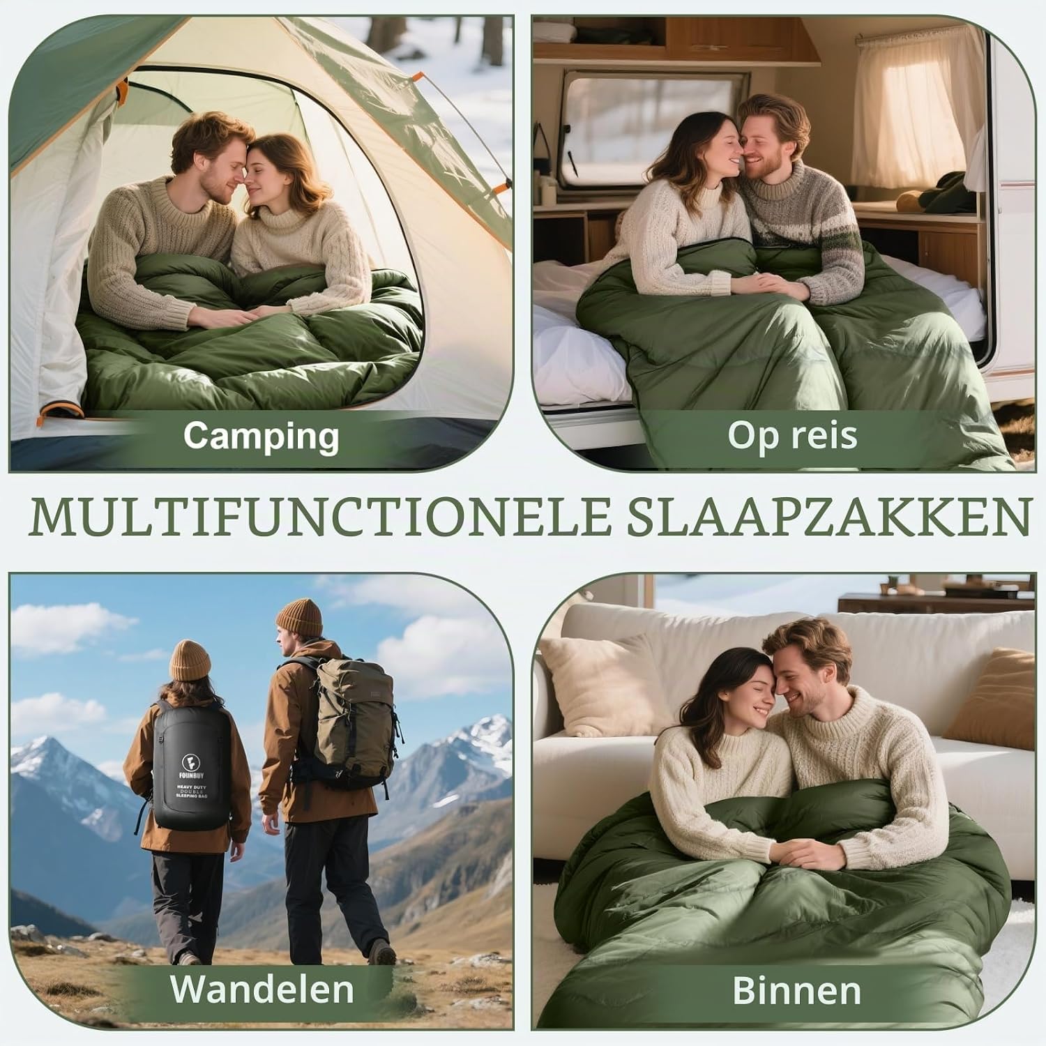 Thumbnail 5 de Forinbuy FB-2509-GSD dubbele slaapzak, 230 x 150 cm met katoenen flanel