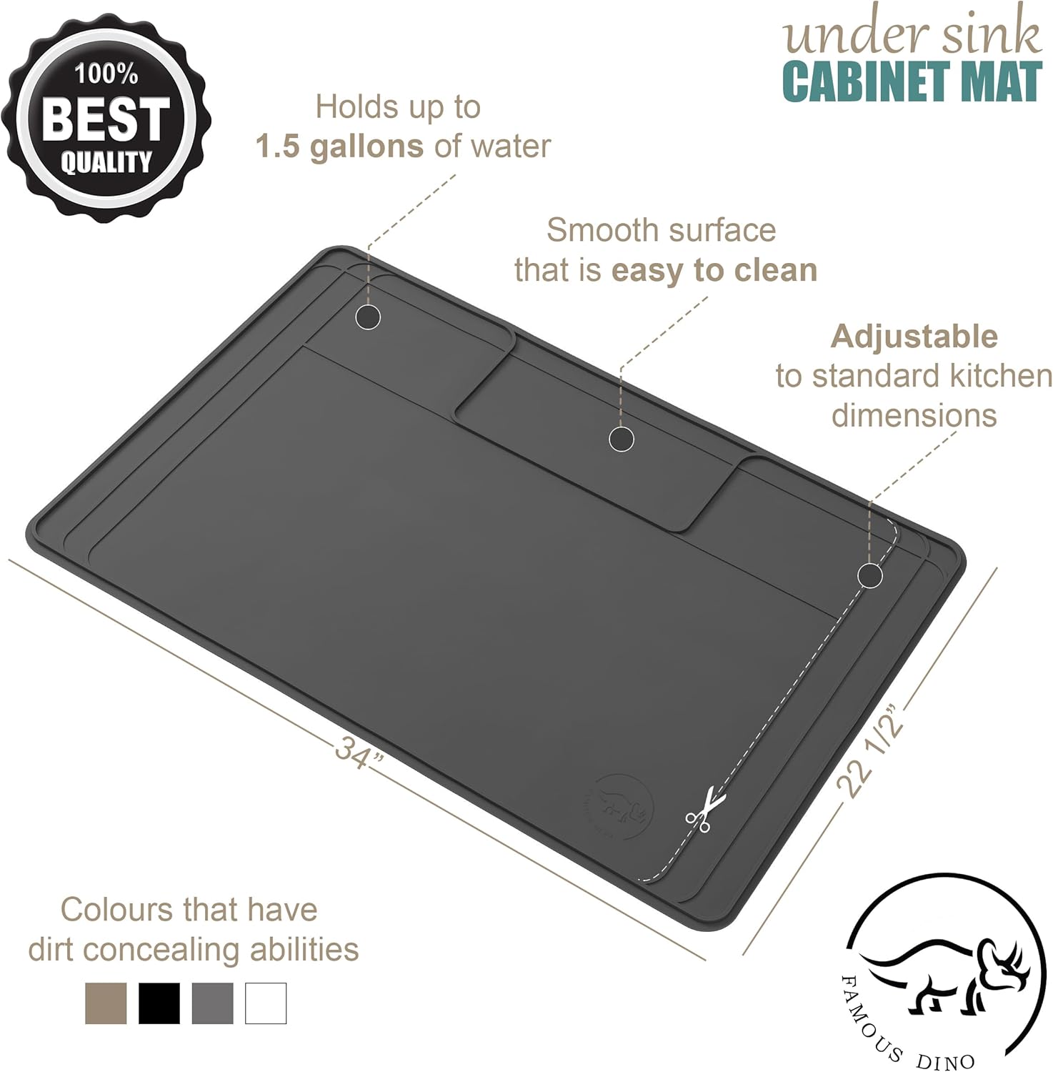 Thumbnail 3 de The Original Under Sink Mat Silicone Waterproof Drip Tray Liner (Trimmable) up to 34" x 22