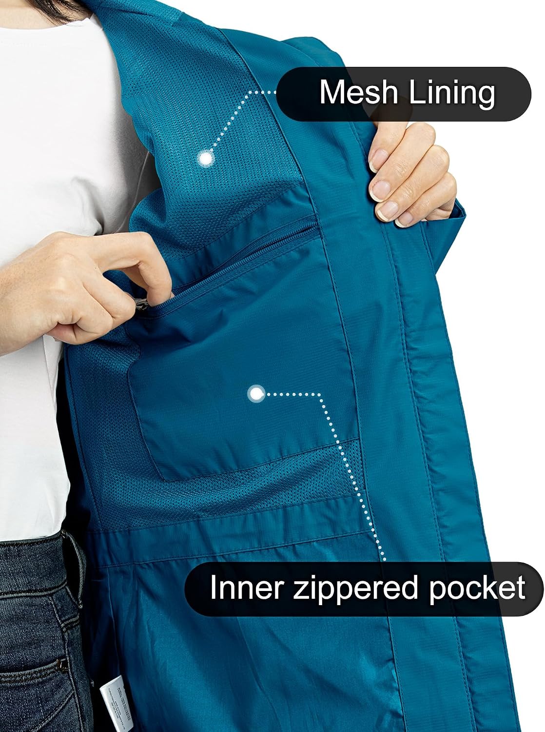 Detalle de Outdoor Ventures Damen Regenjacke mit 10.000 mm Wassersäule, atmungsaktiv und packbar
