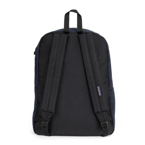 Detalle de JANSPORT Superbreak One: mochila unisex azul Navy, gran compartimento y tirantes icónicos