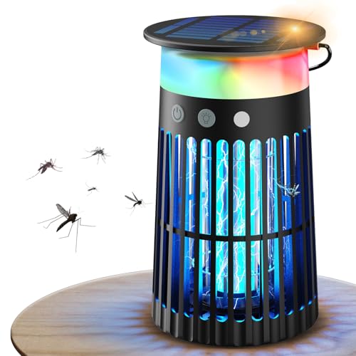 Detalle de Dnenellr Lámpara Antimosquitos Solar de Exterior: Protección 3 en 1 para Jardín, Terraza y Balcón